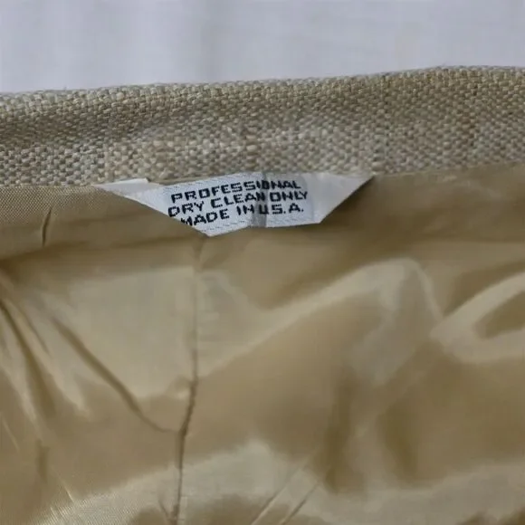Vtg Bespoke USA Made 40L Beige Ivory Silk‎ Tweed Mens Blazer Sport Coat Jacket
